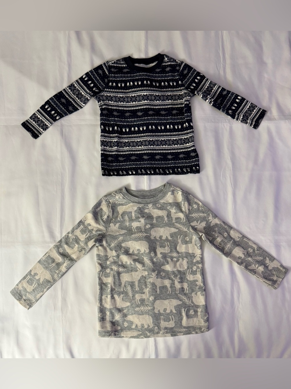 Old Navy 2p Long Sleeve Patterned Waffle Knits Bundle